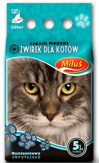 Miluś Morski żwir zbrylający bentonitowy 5L Miluś Morski żwir zbrylający bentonitowy 5L