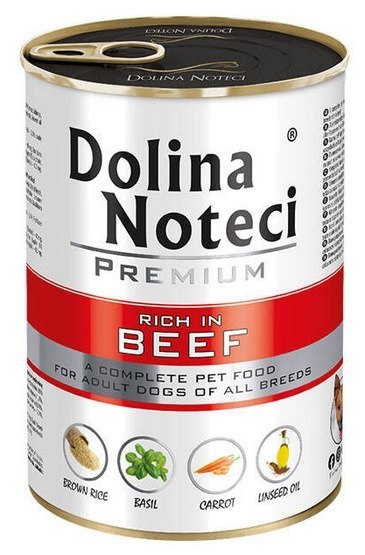 Dolina Noteci Premium Pies Wołowina puszka 400g Dolina Noteci Premium Pies Wołowina puszka 400g