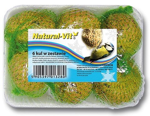 Natural-Vit Kule dla dzikich ptaków tacka 6szt 540g Natural-Vit Kule dla dzikich ptaków tacka 6szt 540g