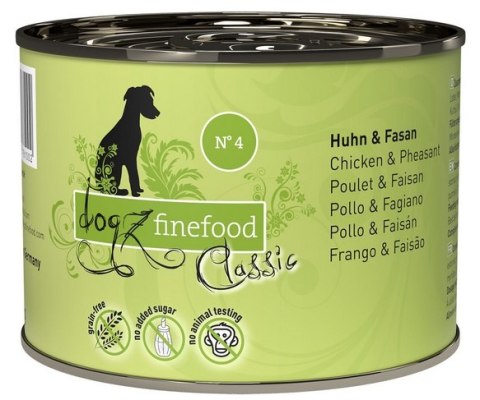 Dogz Finefood Classic N.04 Kurczak i bażant puszka 200g Dogz Finefood Classic N.04 Kurczak i bażant puszka 200g