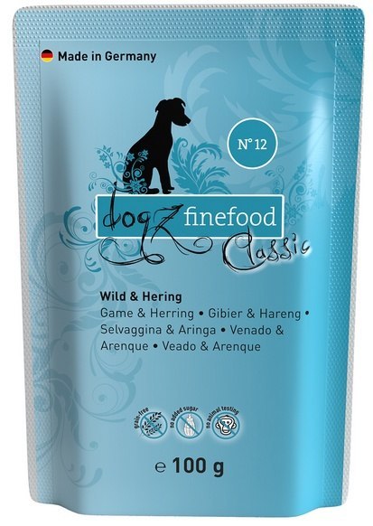 Dogz Finefood Classic N.12 Dziczyzna i śledź saszetka 100g Dogz Finefood Classic N.12 Dziczyzna i śledź saszetka 100g