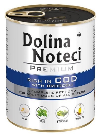 Dolina Noteci Premium Pies Dorsz i brokuły puszka 800g Dolina Noteci Premium Pies Dorsz i brokuły puszka 800g