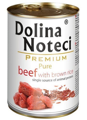 Dolina Noteci Premium Pies Pure Wołowina i ryż puszka 400g Dolina Noteci Premium Pies Pure Wołowina i ryż puszka 400g