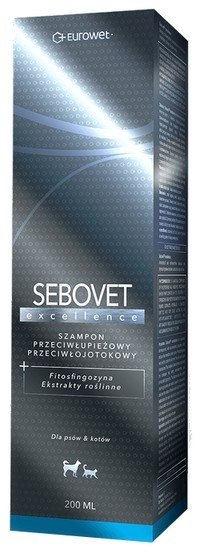 Sebovet Excellence - szampon przeciwłupieżowy i przeciwłojotokowy dla kota i psa 200ml Sebovet Excellence - szampon przeciwłupieżowy i przeciwłojotokowy dla kota i psa 200ml