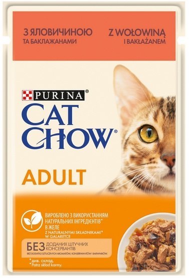 Purina Cat Chow Wołowina i bakłażan saszetka 85g Purina Cat Chow Wołowina i bakłażan saszetka 85g