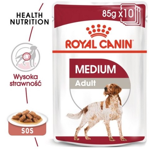 Royal Canin Medium Adult karma mokra w sosie dla psów dorosłych, ras średnich saszetika 140g Royal Canin Medium Adult karma mokra w sosie dla psów dorosłych, ras średnich saszetika 140g