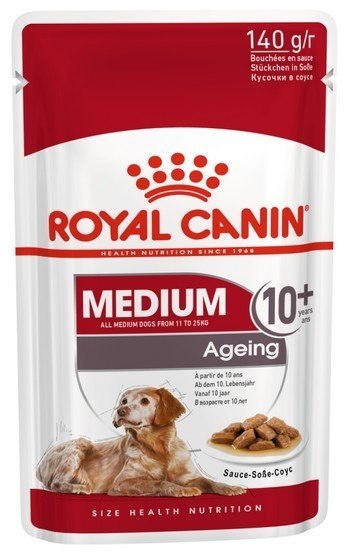 Royal Canin Medium Ageing 10+ karma mokra w sosie dla psów dojrzałych po 10 roku życia, ras średnich saszetka 140g Royal Canin Medium Ageing 10+ karma mokra w sosie dla psów dojrzałych po 10 roku życia, ras średnich saszetka 140g