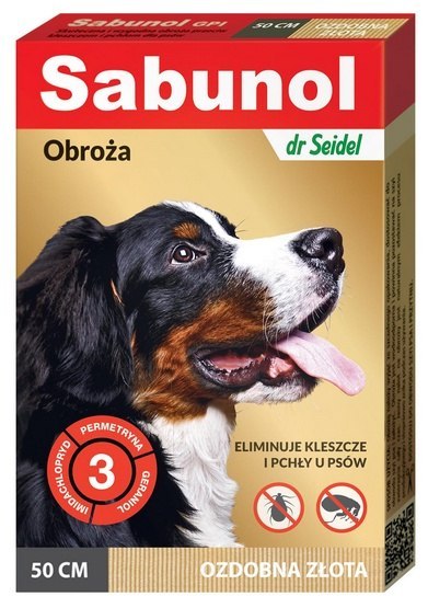 Sabunol GPI Obroża przeciw pchłom dla psa ozdobna złota 50cm Sabunol GPI Obroża przeciw pchłom dla psa ozdobna złota 50cm