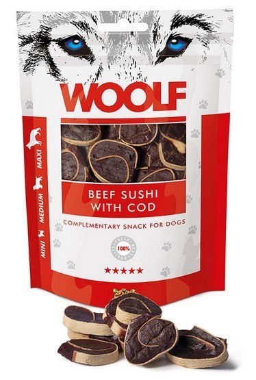 Woolf Beef Sushi With Cod 100g Woolf Beef Sushi With Cod 100g