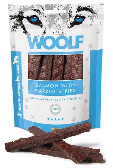 Woolf Salmon With Carrot Strips 100g Woolf Salmon With Carrot Strips 100g