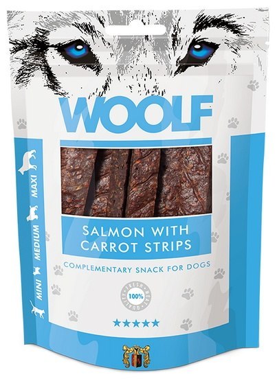 Woolf Salmon With Carrot Strips 100g Woolf Salmon With Carrot Strips 100g