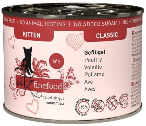 Catz Finefood Classic Kitten N.03 Drób puszka 200g Catz Finefood Classic Kitten N.03 Drób puszka 200g