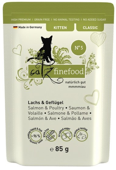 Catz Finefood Classic Kitten N.05 Łosoś i drób saszetka 85g Catz Finefood Classic Kitten N.05 Łosoś i drób saszetka 85g