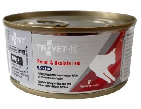Trovet RID Renal & Oxalate dla kota kurczak puszka 100g Trovet RID Renal & Oxalate dla kota kurczak puszka 100g